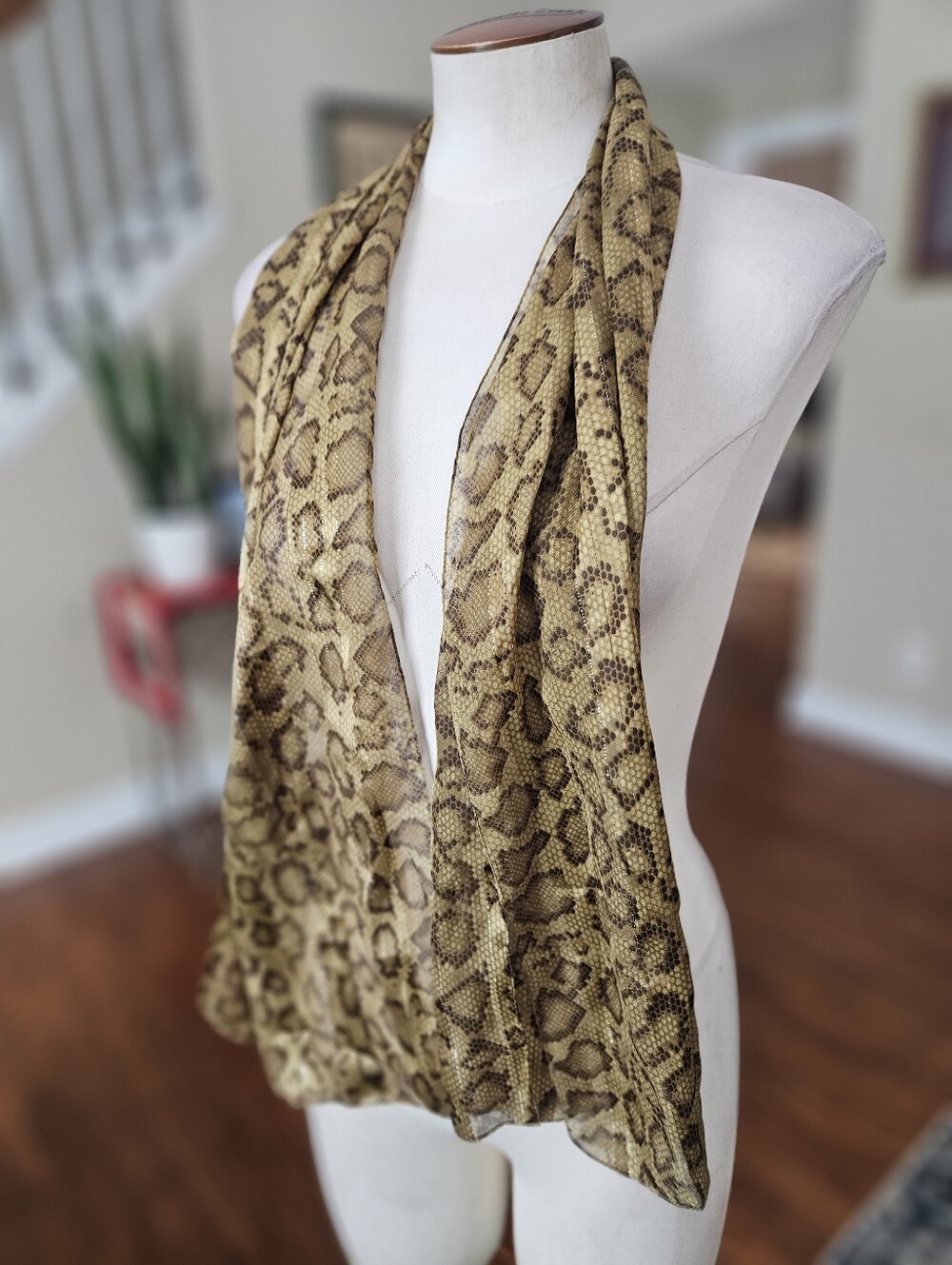 Snakeskin Print Sheer Scarf